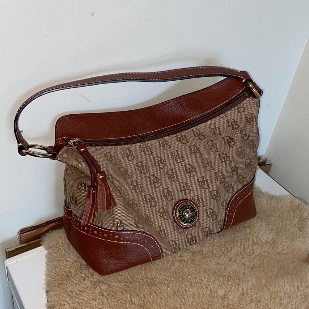 Dooney & Bourke Signature Canvas Leather Satchel Bag Purse Monogram
